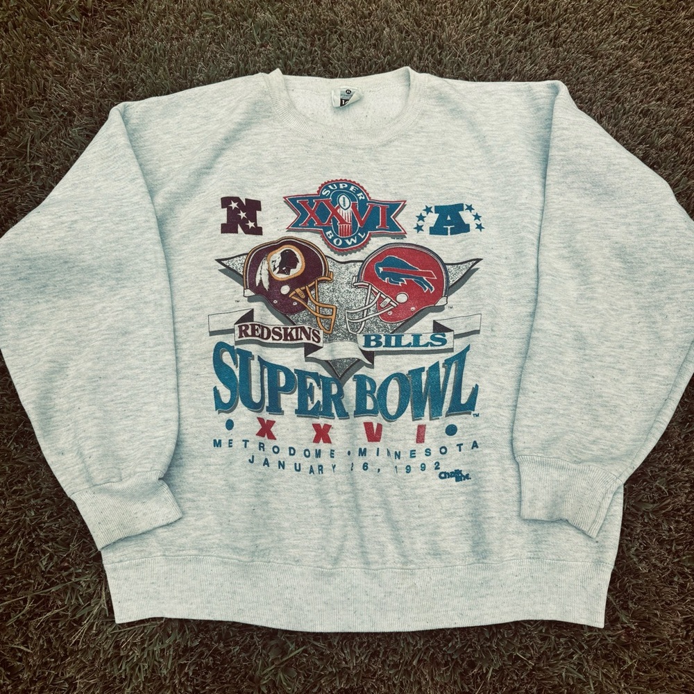 Vtg 1992 Super Bowl Buffalo Bills Washington Redskins Sweatshirt Lee